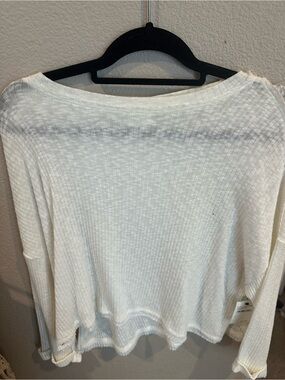 Nordstrom Ivory Ribbed Long-Sleeve Knit Top